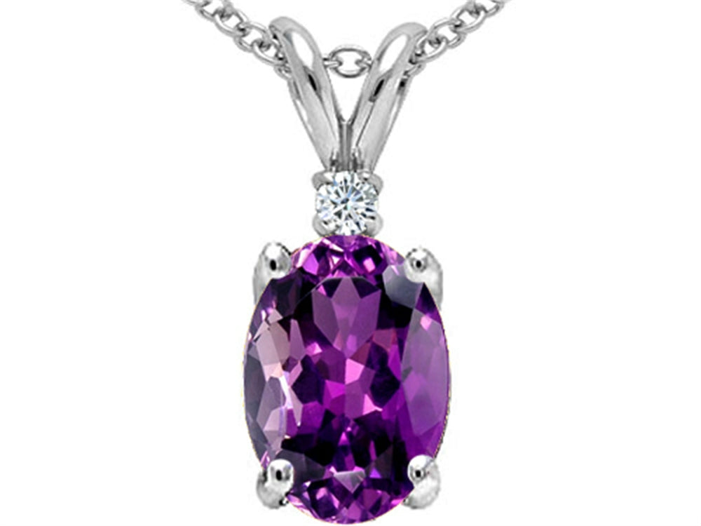 Tommaso Design™ Oval 8x6mm Genuine Amethyst Pendant Necklace
