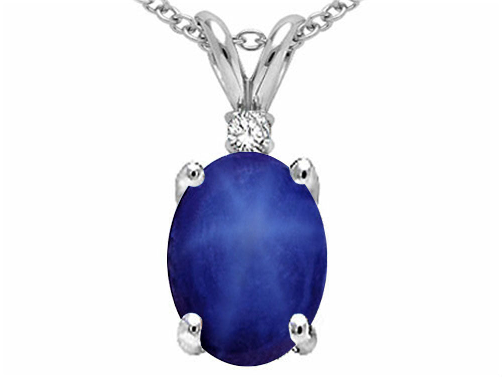Tommaso Design™ Oval 7x5mm Created Star Sapphire Pendant Necklace