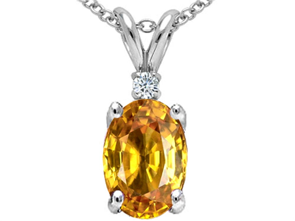 Tommaso Design™ Oval 8x6mm Genuine Citrine Pendant Necklace