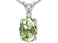 Tommaso Design™ Oval 8x6mm Green Amethyst Pendant Necklace