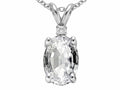 Tommaso Design™ Oval 8x6mm Genuine White Topaz Pendant Necklace