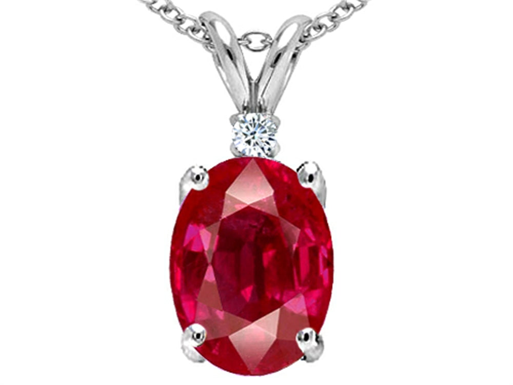 Tommaso Design™ Oval 8x6mm Created Ruby Pendant Necklace