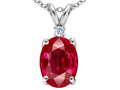 Tommaso Design™ Oval 8x6mm Created Ruby Pendant Necklace