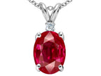 Tommaso Design™ Oval 8x6mm Created Ruby Pendant Necklace