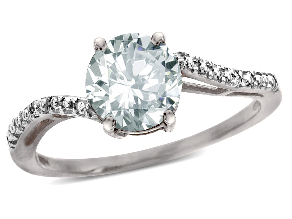 Tommaso Design Round 7mm Genuine White Topaz s Bypass Ring