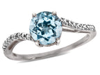 Tommaso Design Round 7mm Simulated Aquamarine s Bypass Ring