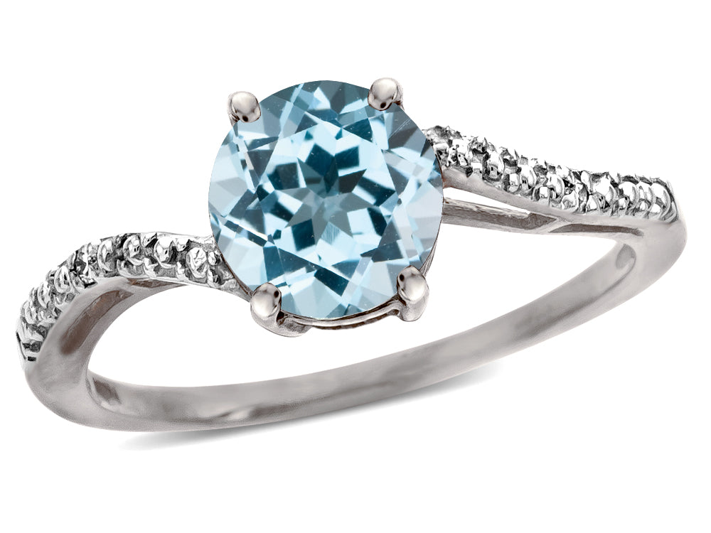 Tommaso Design Round 7mm Simulated Aquamarine s Bypass Ring