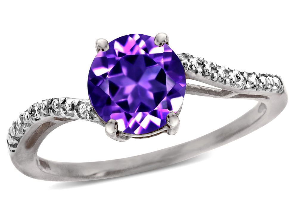 Tommaso Design 7mm Round Genuine Amethyst s Bypass Ring