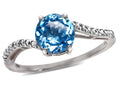 Tommaso Design Round 7mm Genuine Blue Topaz s Bypass Ring