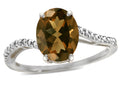 Tommaso Design Oval 10x8mm Genuine Smoky Quartz Ring