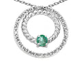 Tommaso Design™ Round 3mm Genuine Emerald Circle Pendant Necklace