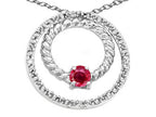 Tommaso Design™ Genuine Round Ruby and Diamond Circle Pendant Necklace