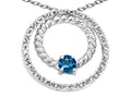 Tommaso Design™ Round 3mm Genuine Blue Topaz Circle Pendant Necklace