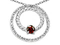 Tommaso Design™ Round 3mm Genuine Garnet Circle Pendant Necklace