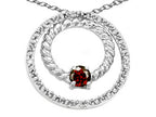 Tommaso Design™ Round 3mm Genuine Garnet Circle Pendant Necklace
