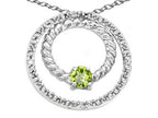 Tommaso Design™ Round 3mm Genuine Peridot Circle Pendant Necklace