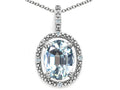 Tommaso Design™ Oval 9x7mm Genuine Aquamarine Pendant Necklace