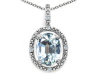 Tommaso Design™ Oval 9x7mm Genuine Aquamarine Pendant Necklace