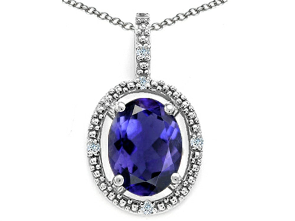 Tommaso Design™ Oval 9x7mm Genuine Iolite Pendant Necklace