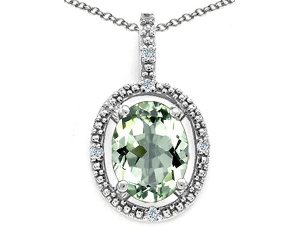 Tommaso Design™ Oval 9x7mm Green Amethyst Pendant Necklace