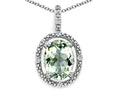 Tommaso Design™ Oval 9x7mm Green Amethyst Pendant Necklace