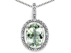 Tommaso Design™ Oval 9x7mm Green Amethyst Pendant Necklace