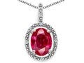 Tommaso Design™ Oval 9x7mm Created Ruby Pendant Necklace