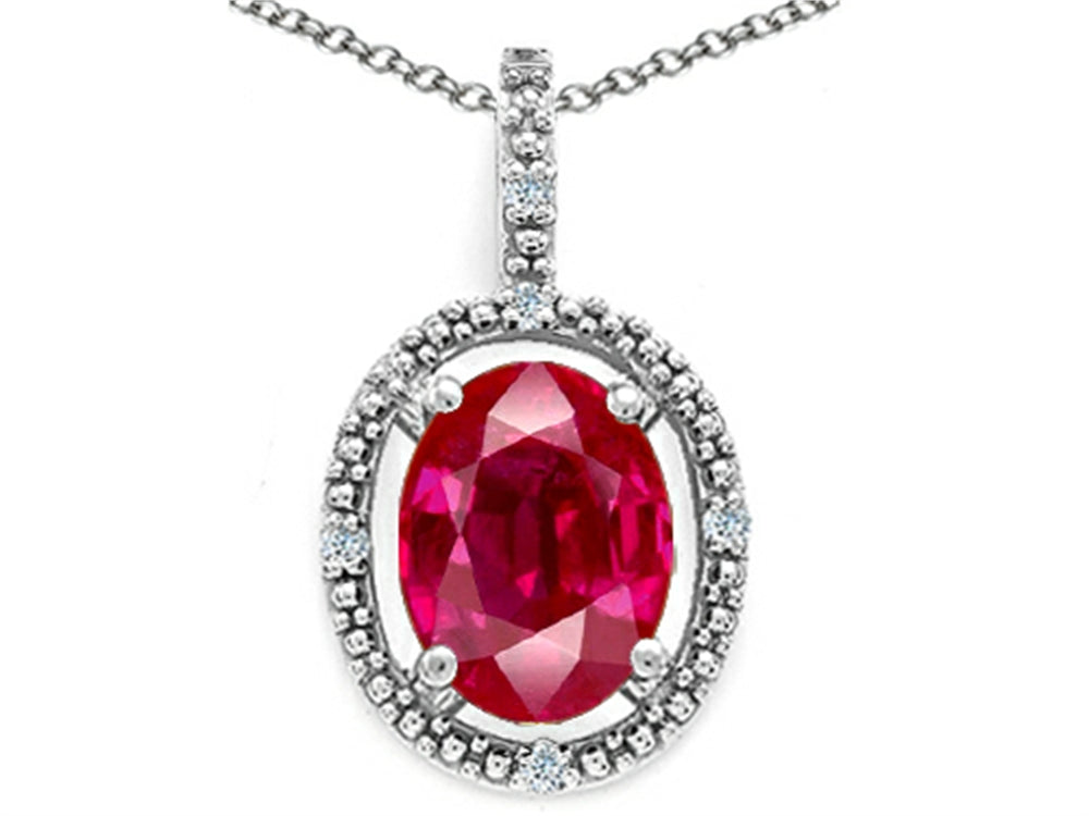Tommaso Design™ Oval 9x7mm Created Ruby Pendant Necklace