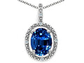 Tommaso Design™ Oval 9x7mm Created Blue Sapphire Pendant Necklace