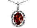 Tommaso Design™ Oval 9x7mm Genuine Garnet Pendant Necklace