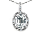 Tommaso Design™ Oval 9x7mm Genuine White Topaz Pendant Necklace