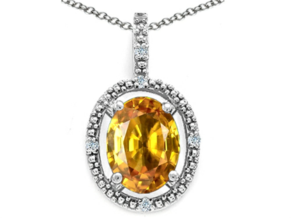 Tommaso Design™ Oval 9x7mm Genuine Citrine Pendant Necklace