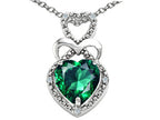 Tommaso Design™ Heart Shape 8mm Simulated Emerald Pendant Necklace