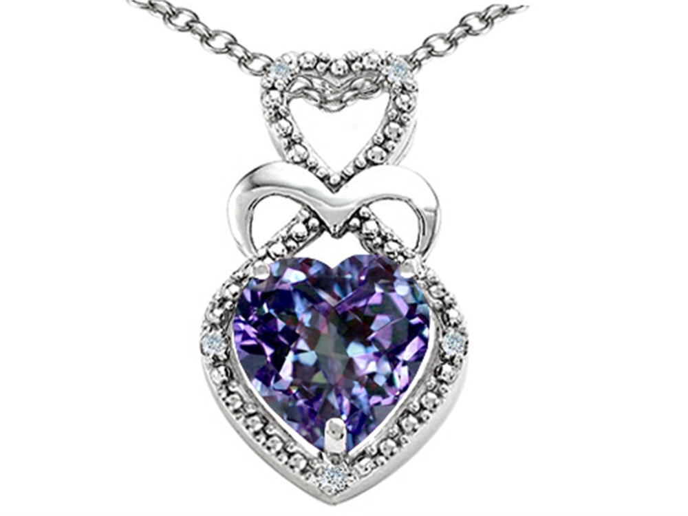 Tommaso Design™ Heart Shape 8mm Simulated Alexandrite Pendant Necklace