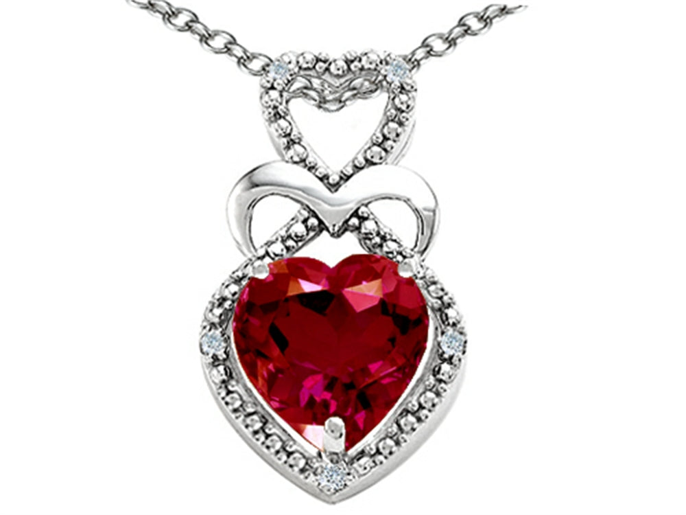 Tommaso Design™ Heart Shape 8mm Created Ruby Pendant Necklace
