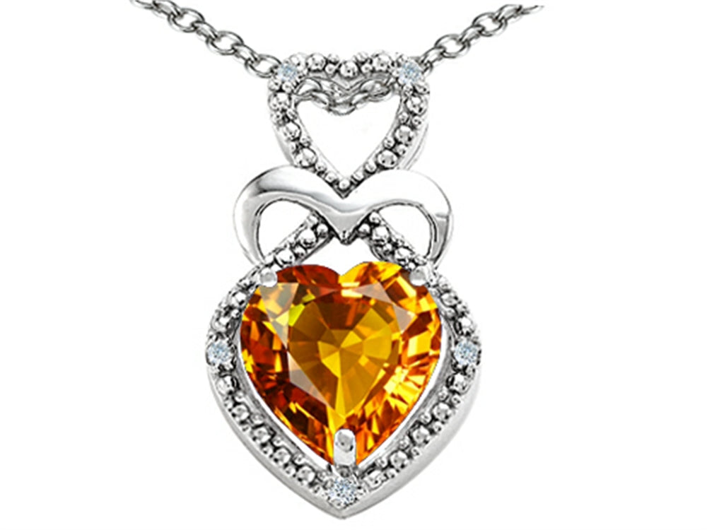 Tommaso Design™ Heart Shape 8mm Genuine Citrine Pendant Necklace