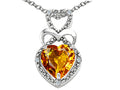 Tommaso Design™ Heart Shape 8mm Genuine Citrine Pendant Necklace