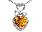 Tommaso Design™ Heart Shape 8mm Genuine Citrine Pendant Necklace