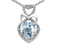 Tommaso Design™ Heart Shape 8mm Genuine Aquamarine Pendant Necklace
