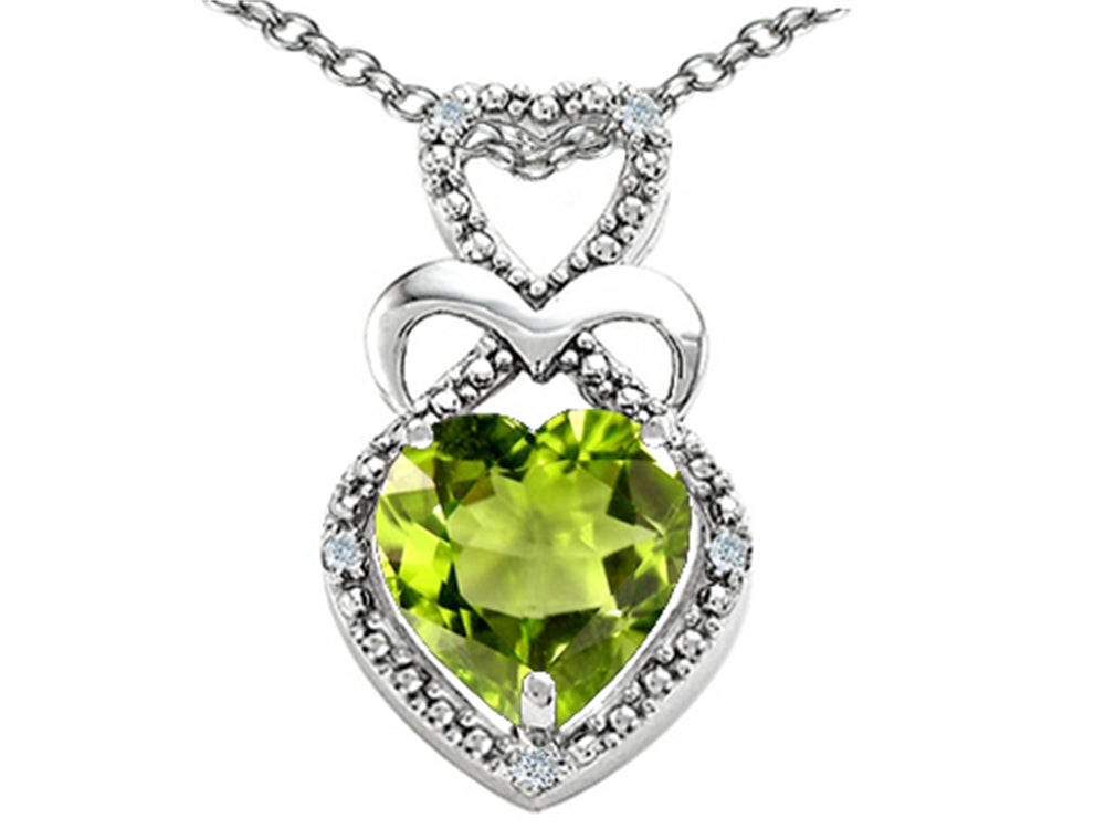 Tommaso Design™ Heart Shape 8mm Genuine Peridot Pendant Necklace