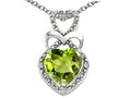 Tommaso Design™ Heart Shape 8mm Genuine Peridot Pendant Necklace