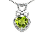 Tommaso Design™ Heart Shape 8mm Genuine Peridot Pendant Necklace