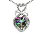 Tommaso Design™ Heart Shape 8mm Mystic Rainbow Topaz Pendant Necklace