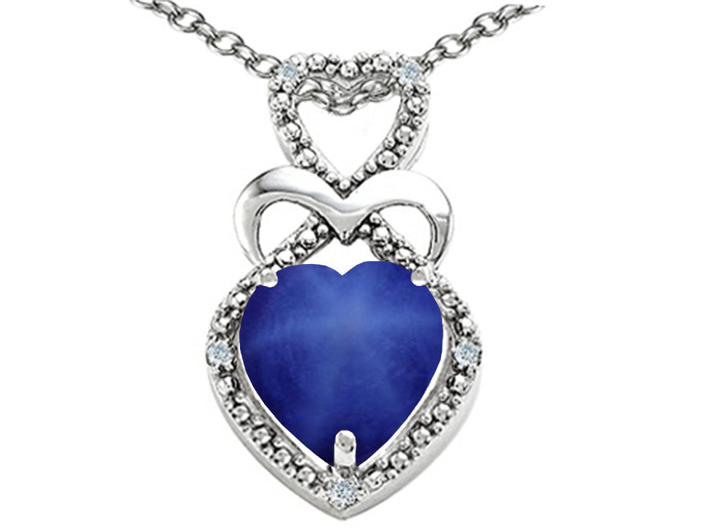 Tommaso Design™ Heart Shape 8mm Created Star Sapphire Pendant Necklace