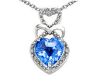 Tommaso Design™ Heart Shape 8mm Genuine Blue Topaz Pendant Necklace