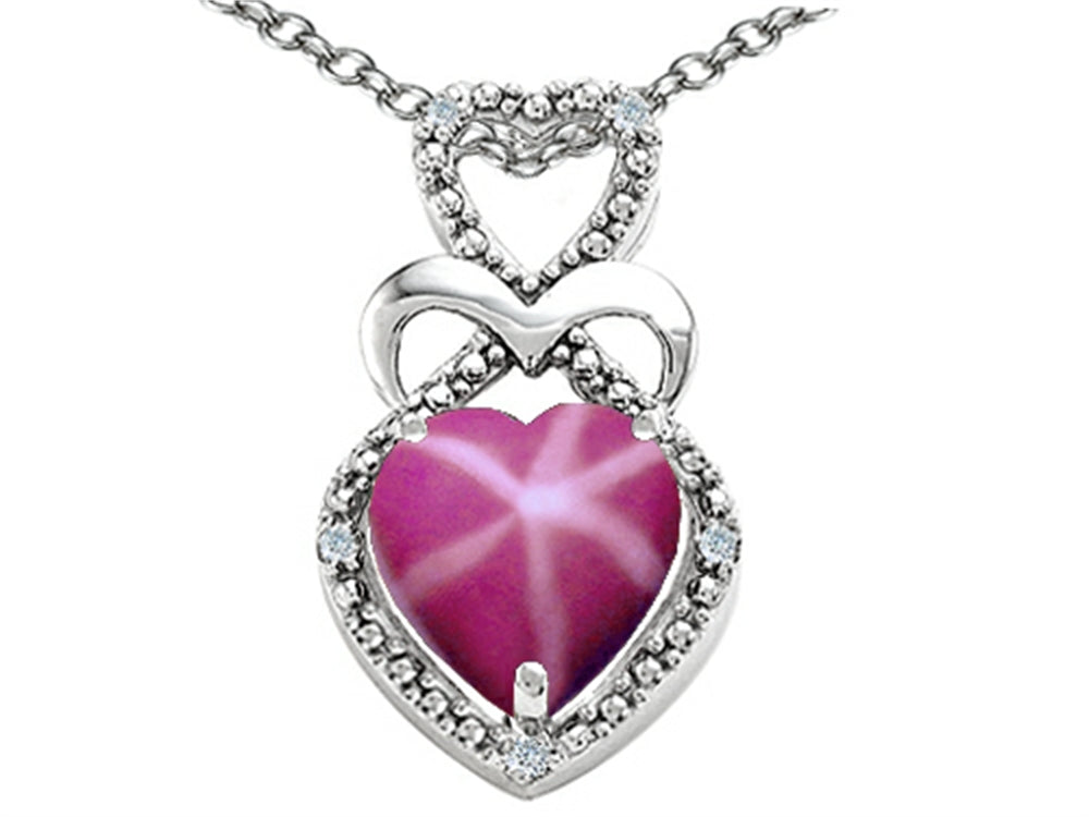 Tommaso Design™ Heart Shape 8mm Created Star Ruby Pendant Necklace