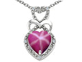 Tommaso Design™ Heart Shape 8mm Created Star Ruby Pendant Necklace