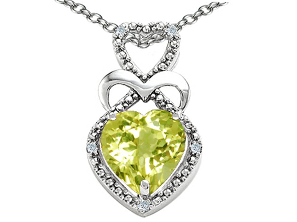 Tommaso Design™ Heart Shape 8mm Genuine Lemon Quartz Pendant Necklace