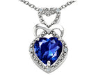 Tommaso Design™ Heart Shape 8mm Created Blue Sapphire Pendant Necklace