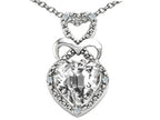 Tommaso Design™ Heart Shape 8mm Genuine White Topaz Pendant Necklace